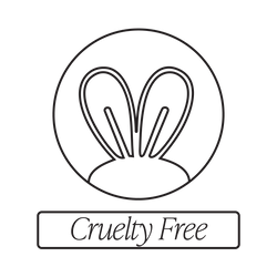 Cruelty-Free icon: a stylised bunny ears symbol within a circle, accompanied by the text "Cruelty Free".