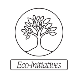 Eco-friendly icon: a stylised tree symbol within a circle, accompanied by the text "Eco-Initiatives".
