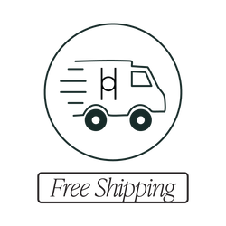 Icon depicting a moving van with the Harrogate Organics logo, accompanied by the text "Free Shipping".