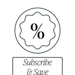 Subscribe & Save icon: a percentage sign inside a star, enclosed within a circle, with the text "Subscribe & Save".