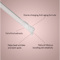 Hydro Stem Cell Serum being dispensed, highlighting its innovative anti-ageing formula with fruit extracts, hydrating hyaluronic acid, and natural hibiscus extract to improve skin elasticity and target wrinkles and dark spots.